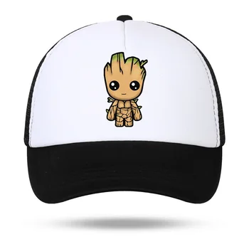 Нова марка на Аниме Groot Caps бейзболна шапка Мъжка Женска Хип-хоп Регулируеми окото шапки Пазителите на Галактиката Детска шапка