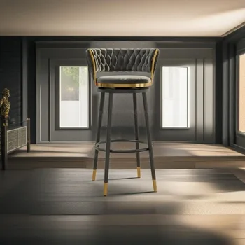 Дизайнерски бар стол Nordic, акцентная-часова рецепция, Модерен метален бар стол за грим, Луксозно обзавеждане-копие Taburete Alto HDH