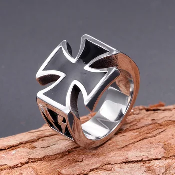 Черен пръстен във формата на кръст, мъжки пръстен, Нов модерен метален пръстен с электрооптическим модел, Аксесоари за партита, бижута, Размер 7-12