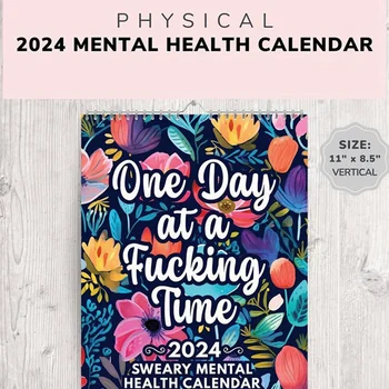 2X Забавен Календар За Психично Здраве В 2024 година, Кълна се в Вдъхновяващи Календар На 2024 година, Цветен Календар, Вдъхновяващи Календар