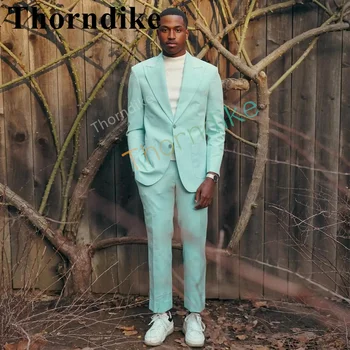 Thorndike Мъжки Светло Зелен костюм Комплект от 2 теми Индивидуален Блейзър, Сако и панталони за Мъже е Елегантен Сватбен Смокинг за Бала за Мъже