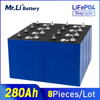 Lifepo4 8ШТ Призматични Елементи 3.2 В 280Ах Акумулаторни Батерии за Слънчева Енергия с Капацитет 24 В 7 кВт Слънчева Енергийна Система на UPS за Доставка на ЕС, САЩ, БЕЗ ДАНЪЦИ