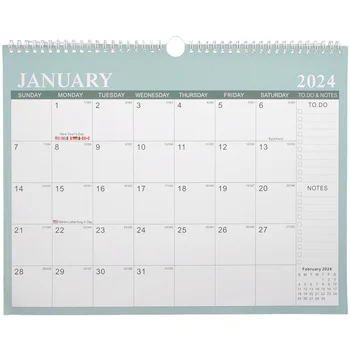Месечен окачен календар на 2024 година Настолен календар със списък със задачи и бележки Годишен Месечен седмичен дневник Подвесная дневния ред