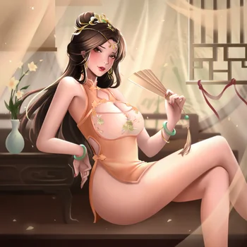 Аниме-cosplay в китайски стил, секси бельо Чонсам, нощница, едно изкушаващо бельо с бродерия, рокля Qi Pao с висока цепка на леглото