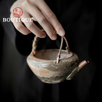 Чайник ръчно изработени от трупове, керамика, печена на дървото, Японски ротанговый чайник за варене на чай, Китайска чаша зелен чай, Събиране на чаени сервизов