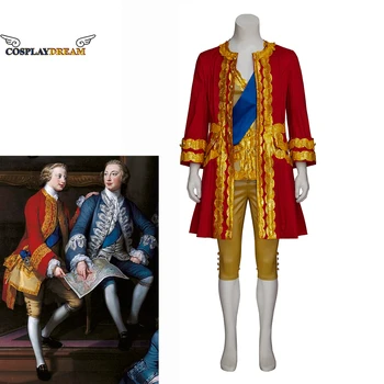 Мъжки костюм за cosplay принц Едуард 18-ти век, костюм в викториански стил барок, Средновековен Благородник костюм, Еластична, яке, жилетка, Брючный костюм