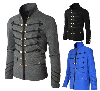 Мъжки дрехи в стил steampunk, готик, военни якета, средновековната реколта яке, яка-часова, рок-палто, мъжки ретро пънк-палто