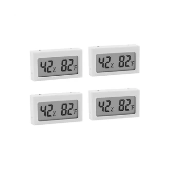 4 бр. Авто термометър за влечуги S-WS05, мини електронен влагомер за аквариум, ℃/℉ Бял