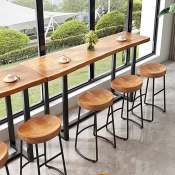 Модерни минималистичные бар столове, бар столове Nordic home от масивно дърво, кафенета и увеселителни заведения на рецепцията, железни столове за хранене