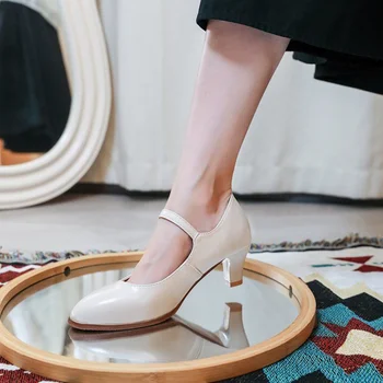 Дамски обувки 2023 г. на среден ток Дамски летни обувки в Елегантна рокля на булката в готически стил Мери Джейн Уайт Лолита в японски стил A