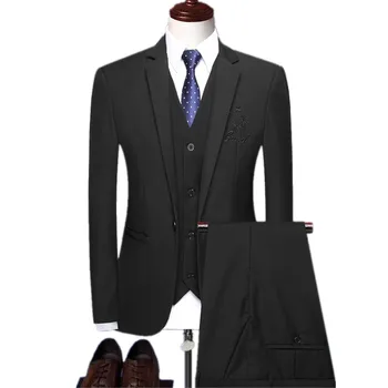Красив мъжки костюм сако, панталон, жилетка, комплект от три елемента, блейзър с бродерия в китайски стил, яке, палто, панталони, жилетка, размер M-4XL