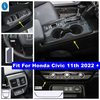 Стъклен Ключ/Панел Кутия/Украса на Капачката на Задния Въздуховод Подходящ За Honda Civic 11th 2022 2023 Черен Мат Аксесоари За Интериора