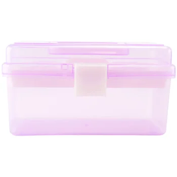 Двуслойни кутия за съхранение на хардуерни инструменти с пластмасова дръжка, прозрачен лилав