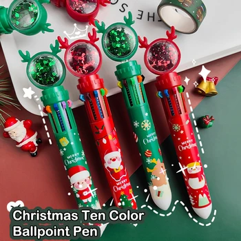 10 цвята, гел писалка с коледните лосем, скъпа химикалка писалка Kawaii, Боядисана дръжка за деца, ученически пишещи средства, Канцеларски материали за офиса