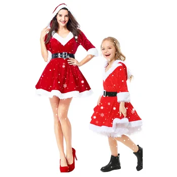 Коледна детски дрехи, дрехи за момичета, cosplay, червена рокля-пакетче Дядо Коледа костюм за детски фестивали, вечерни рокли