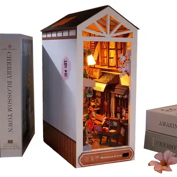 3d Дървен Пъзел Bookend За Книги, След Дъжд Книжен Ъгъл Полк Поставяне на Книжен Ъгъл на Поставка За Книги, направи си САМ Миниатюрна Стая Пъзел Комплекти Модели на Къщи