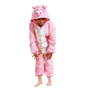 Детски тела Кигуруми от розова кърпа с прасе, пижами, cosplay-костюм за Хелоуин, карнавал, на коледната партита