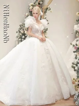 Романтично Френското сватбена рокля с цветя модел 
