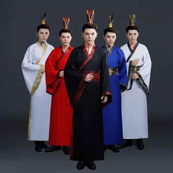 Древнекитайский костюм За мъже, Традиционната китайска танцови облекла за жени, сатен, халат Hanfu с дълъг ръкав, рокля за момчетата на Династия Цин