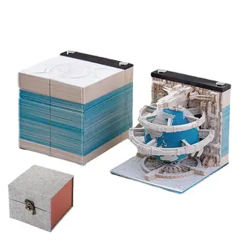 3D Бележник-календар на 2024 година Настолен календар Бележник-календар Декор на масата Настолно украшение 3D Календар направи си САМ Бележка Хартиена Скулптура изкуство