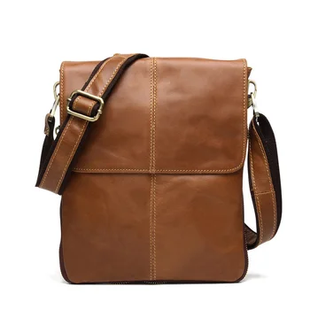 Мъжки чанти от естествена кожа, с капак от телешка кожа Ежедневна чанта през рамо Чанта Messenger Small 8613