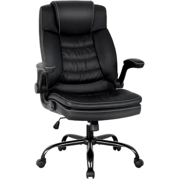 Компютърен стол с лумбална опора, регулируеми кожени H-образна висока облегалка Ергономичен стол от болки в гърба, Безплатен офис мебели