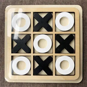 Дървени тик-так-Toe игра на Дъска За Почивка Интелигентни Семейни Игри Забавна Настолна игра Родител-Дете, Xoxo Chess Ox Chess