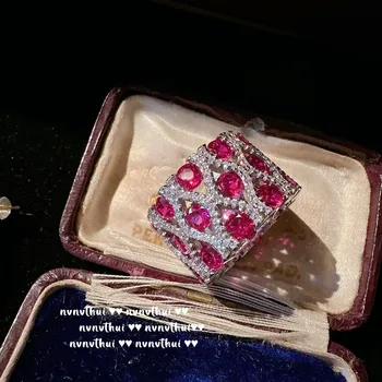 Луксозен пръстен за темпераментна жена от сребро проба 925 с ослепителна кубическим цирконием, Прекрасни Аксесоари за женската Юбилейна церемония за подарък