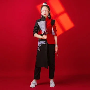 Нови костюми за съвременния джаз танц в китайски стил за момичета, модельная дрехи за модния подиум, детски дрехи за танци в стил хип-хоп DQL8841