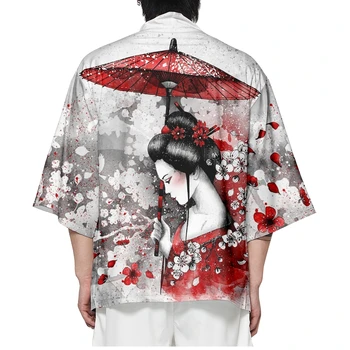 Свободно кимоно в японски стил, градинска облекло Haori, мъжки женски с жилетка, хавлия, дрехи от аниме