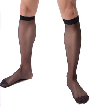 Мъжки Секси Чорапи-Тръба, Тънки Прозрачни Чорапи, Копринена Оформяйки Чорапи със Средна дължина, Бельо За Съблазняване, Гейове, Еротика Облекло