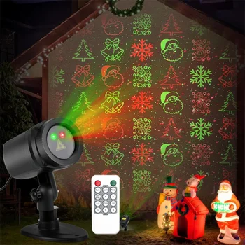 Коледен проектор с 12 шарки Външно червено-зелено звездното шоу на Led Коледно Лазерен лъч Водоустойчив Инфинити Лазерен прожектор