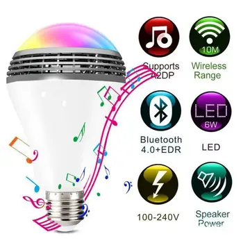 E27 Интелигентна led крушка RGB Цветомузыкальные лампи Безжично управление на музикален високоговорител 4.0 Таймер