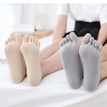 1 чифт модни летни тапочек с фини пръсти, женски невидими силиконови мини чорапи с пет пръста