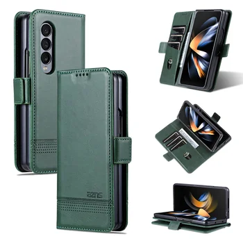 AZNS Сгъваем флип калъф за Samsung Z Fold 4, кожен портфейл с магнитна закопчалка, калъф за Galaxy Z Fold 3, защитен калъф