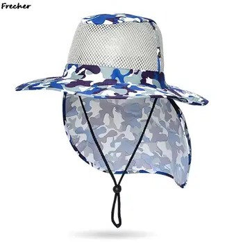 Военно морска Солнцезащитная шапка с защита от uv, Риболовна Шапка, Ловни туристически шапки в джунглата, Камуфляжные Лоскутные шапки за пасища, завязки