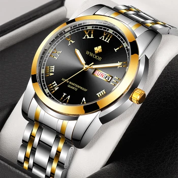 Луксозни мъжки кварцов часовник WWOOR, квадратни часовници за мъже, водоустойчиви, с нежна дата, Мъжки часовник от неръждаема стомана, часовници, спортни часовници reloj