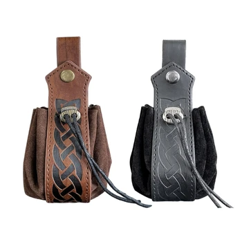 Чанта за съхранение на кубчета в стила на викингите-Ретро Средновековна поясная чанта от съвсем малък, портфейл за монети, чанти за късмет, бижута, Унисекс, Реколта чанта за кубчета
