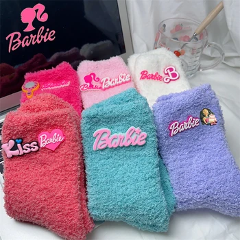 Чорапи за Барби, домашни чорапи от кавайного розово 3D коралов кадифе, плюш есенно-зимни чорапи, сладки подаръци за рожден ден за момичета