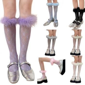 Дамски Дантелени Чорапи, Мрежести, Прозрачни Чорапогащи до прасците, Чорапогащи до коляно за жени, Поли, Аксесоари за рокли