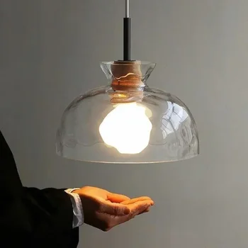 SANDYHA Скандинавски Подвесная Стъклен Полилей Лампара Colgante Techo LED Лампа За Спални Ресторант De Lampe Chevet Lustres De Plafond