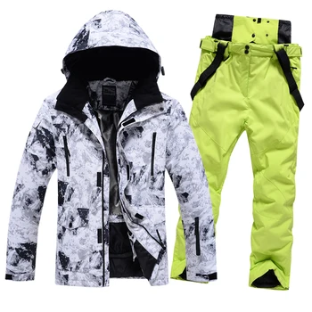 Ски костюм до -30 градуса за мъже, зимни ветрозащитная водоустойчив дебела топла ски яке, зимни панталони, градинска мъжко облекло за сноуборд