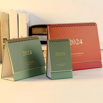 Твърди Настолен календар в 2024 година Малката Голяма от 365 дни в годината Дневник Kawaii Coil Calendar Книга, Списък със задачи Офис Ученически пособия
