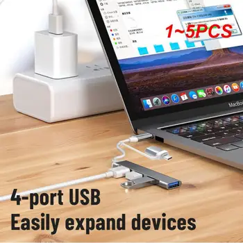 1-5 Бр. Хъб Type C Зарядно устройство USB 3.0 3.0 2.0 хъб с 4 порта Адаптер с няколко разветвителями OTG за КОМПЮТРИ Macbook от алуминиева сплав
