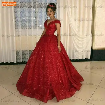 Блестящо червено сватбена рокля за жените 2023, елегантни булчински рокли с отворени рамене, луксозно рокля от тюл дантела