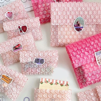 10шт Розови опаковане на пакети Love Bubble Мейлър с самоуплотняющейся опаковка, стоки за малкия бизнес, Меки пликове, пликове с мехурчета пощенски пакети