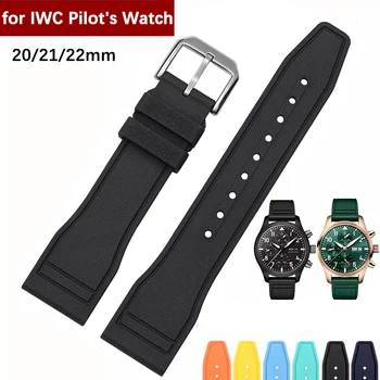 Каишка от Фторокаучука FKM за часовници IWC Pilot Watch IW388114 IW388110 IW388306 Обтегач От Неръждаема Стомана за Мъже 20 mm 21мм 22мм