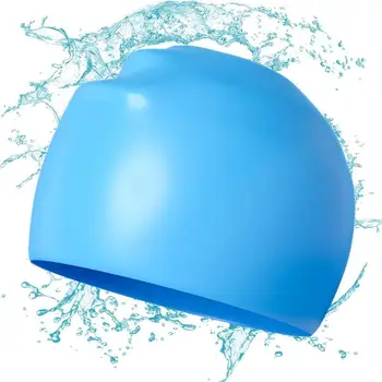 Силиконова шапка за плуване, Непромокаеми шапки за плуване с защита ушите Нескользящая силиконова шапка за плуване за жени, мъже и възрастни