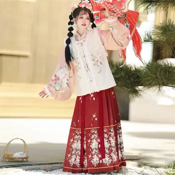 Зимата рокля с кръгло деколте и лошадиным лице в китайски стил Hanfu, Класически Старинен комплект