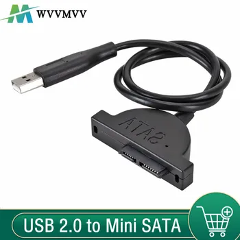 Адаптер USB 2.0 Mini Sata II 7 + 6 13Pin за лаптоп CD/DVD ROM, кабел конвертор Slimline Drive, Винтове със стабилни стил, 1 бр.